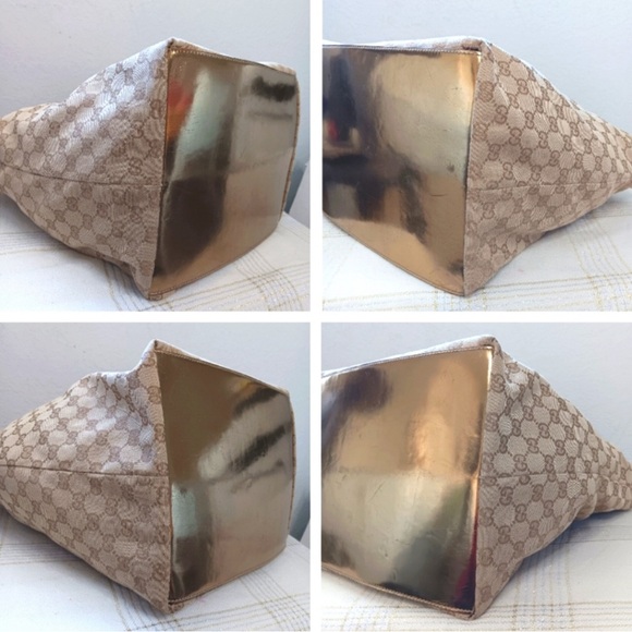 Gucci GG Monogram Large Web Handle Bucket Tote Gold - Picture 7 of 15